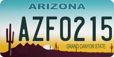 AZ license plate AZF0215