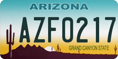 AZ license plate AZF0217