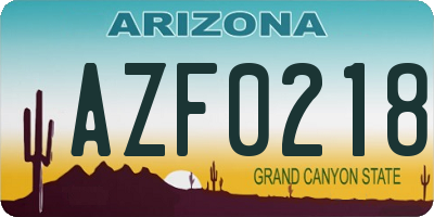 AZ license plate AZF0218