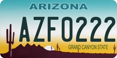 AZ license plate AZF0222