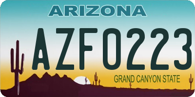 AZ license plate AZF0223