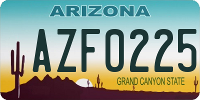 AZ license plate AZF0225