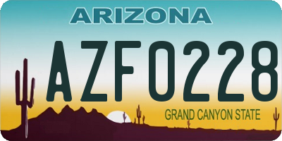 AZ license plate AZF0228