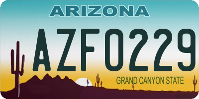 AZ license plate AZF0229