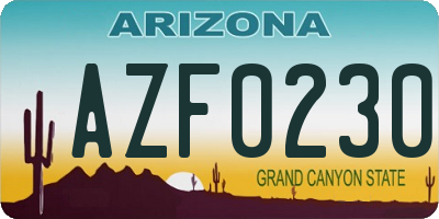 AZ license plate AZF0230