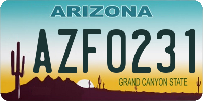 AZ license plate AZF0231