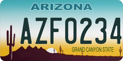 AZ license plate AZF0234