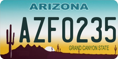AZ license plate AZF0235