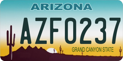 AZ license plate AZF0237