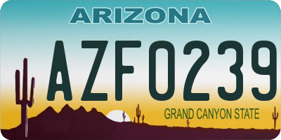 AZ license plate AZF0239