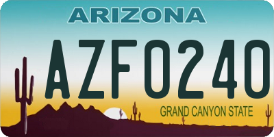 AZ license plate AZF0240