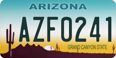 AZ license plate AZF0241