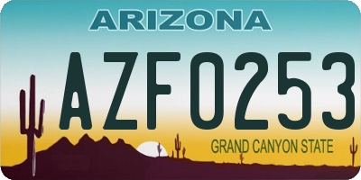 AZ license plate AZF0253