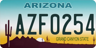 AZ license plate AZF0254