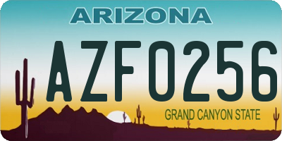 AZ license plate AZF0256