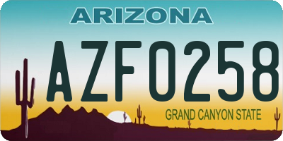 AZ license plate AZF0258