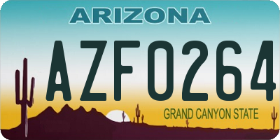 AZ license plate AZF0264