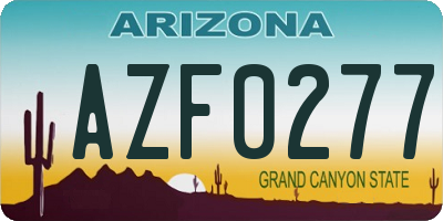 AZ license plate AZF0277