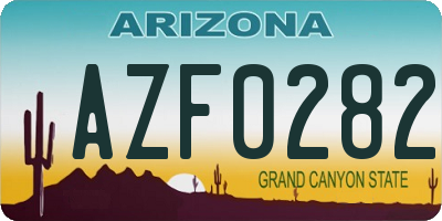 AZ license plate AZF0282