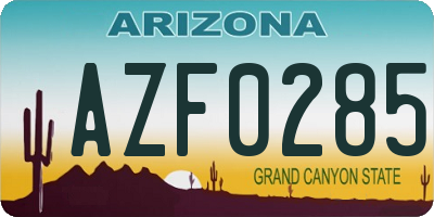 AZ license plate AZF0285