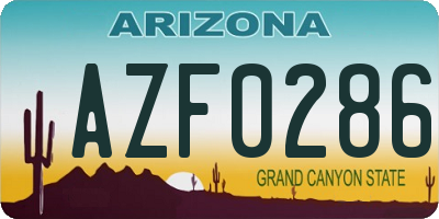 AZ license plate AZF0286