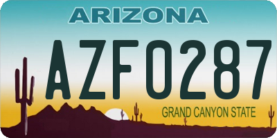 AZ license plate AZF0287