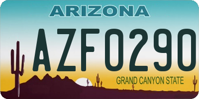 AZ license plate AZF0290