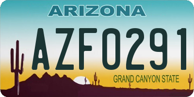 AZ license plate AZF0291