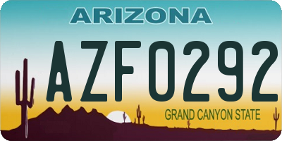 AZ license plate AZF0292