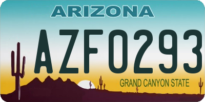 AZ license plate AZF0293