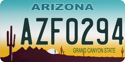 AZ license plate AZF0294