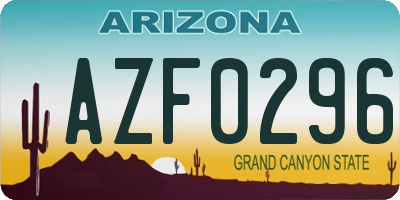 AZ license plate AZF0296