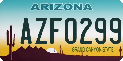 AZ license plate AZF0299