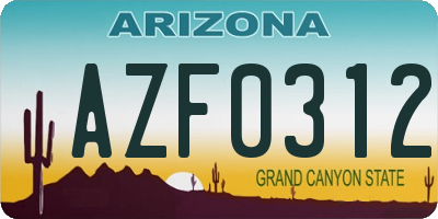 AZ license plate AZF0312