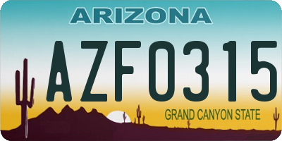 AZ license plate AZF0315