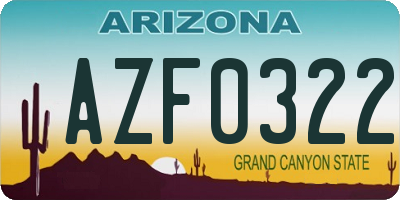 AZ license plate AZF0322