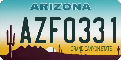 AZ license plate AZF0331