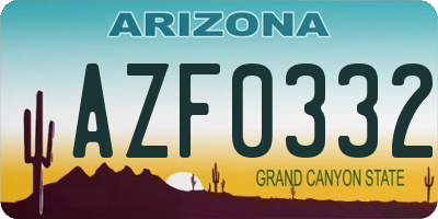 AZ license plate AZF0332