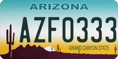 AZ license plate AZF0333