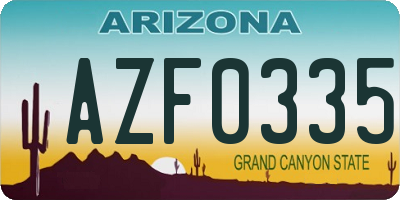 AZ license plate AZF0335
