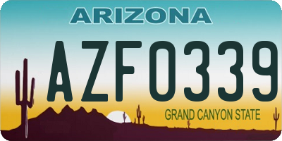 AZ license plate AZF0339