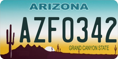 AZ license plate AZF0342