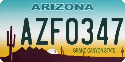AZ license plate AZF0347