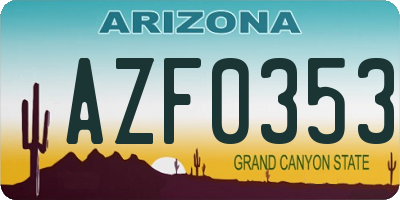 AZ license plate AZF0353