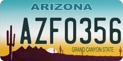 AZ license plate AZF0356