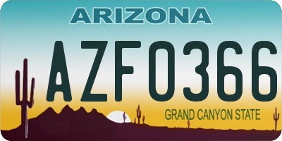 AZ license plate AZF0366