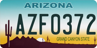 AZ license plate AZF0372