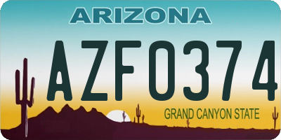 AZ license plate AZF0374