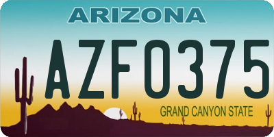 AZ license plate AZF0375