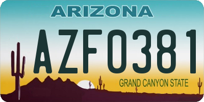 AZ license plate AZF0381